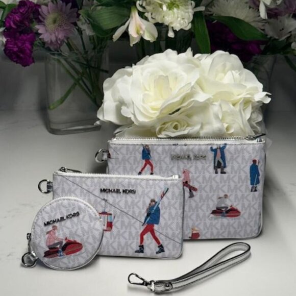 ⛷️🏂🚠 Michael Kors Ski Girls Jet Set Trio Wristlet Set NWT!  3 wristlets! - Picture 1 of 13